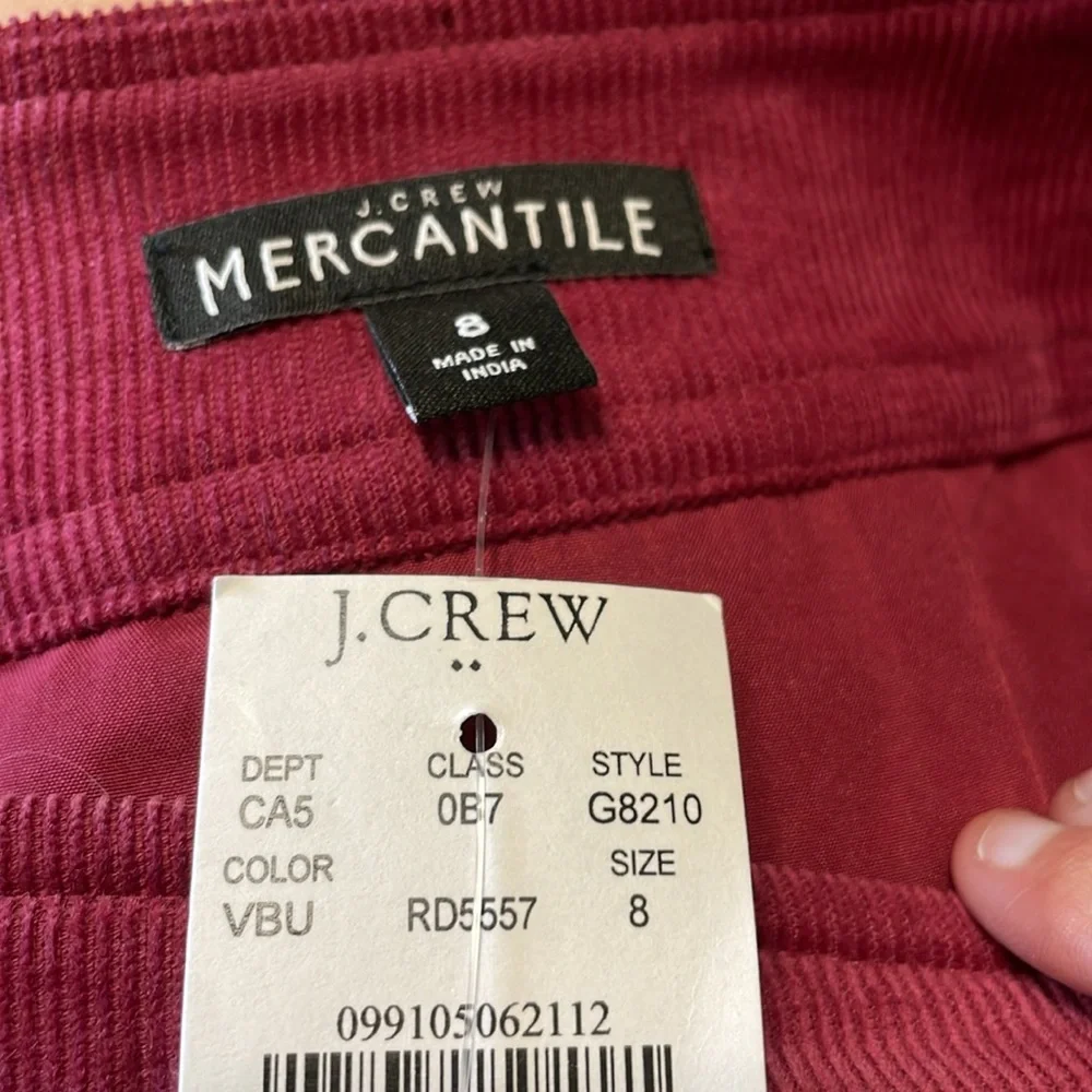 NWT Mercantile J.Crew Maroon Corduroy Mini Skirt with Gold Zipper Size 8 - Picture 2 of 6